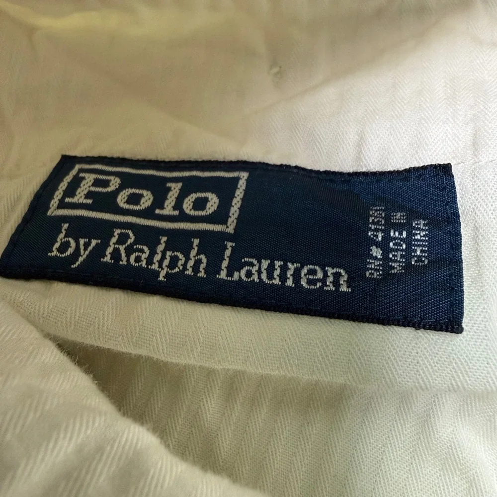 Polo Ralph Lauren Pants Fits 38/29 Cream Linen Silk Blend Flat Front Straight